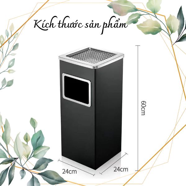 Kích thước thùng rác gạt tàn vuông