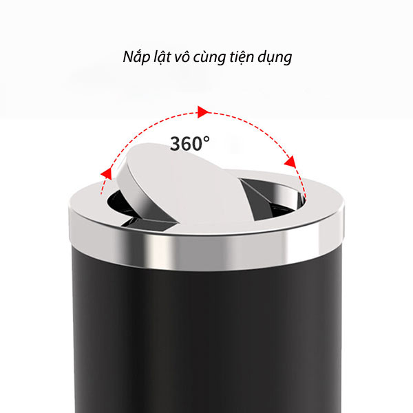 Nắp lật có thể xoay 360 độ, thuận tiện khi bỏ rác