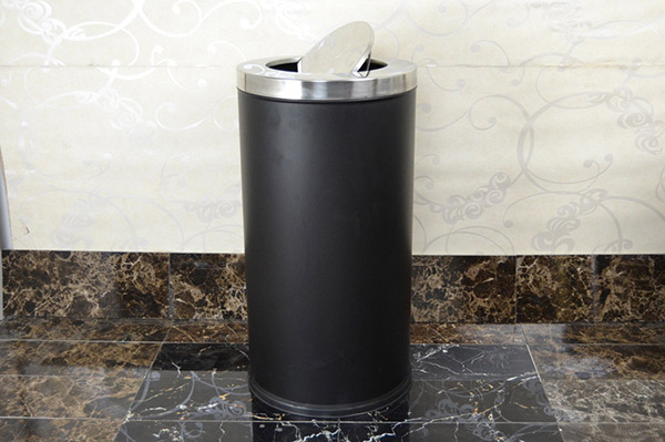 Thùng rác thép sơn tĩnh điện màu đen