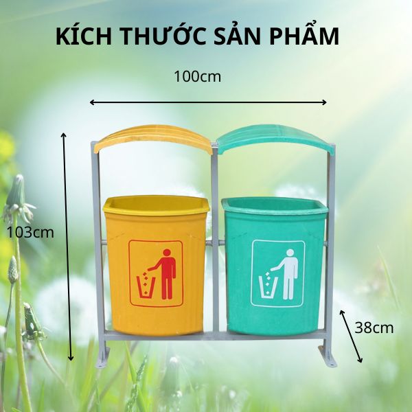 Cụ thể kích thước thùng rác nhựa composite 2 ngăn