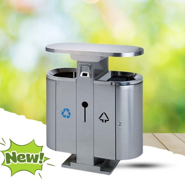 Thùng rác treo đôi bằng inox ngoài trời của Paloca