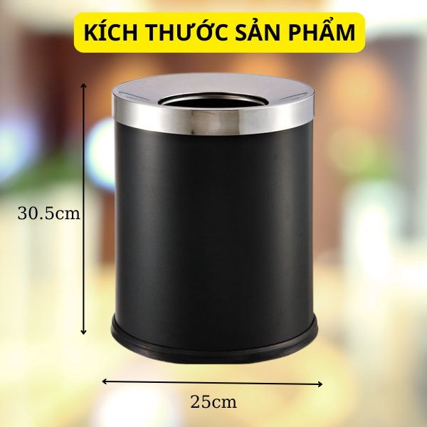 Kích thước thùng rác bằng thép nắp hở loại nhỏ