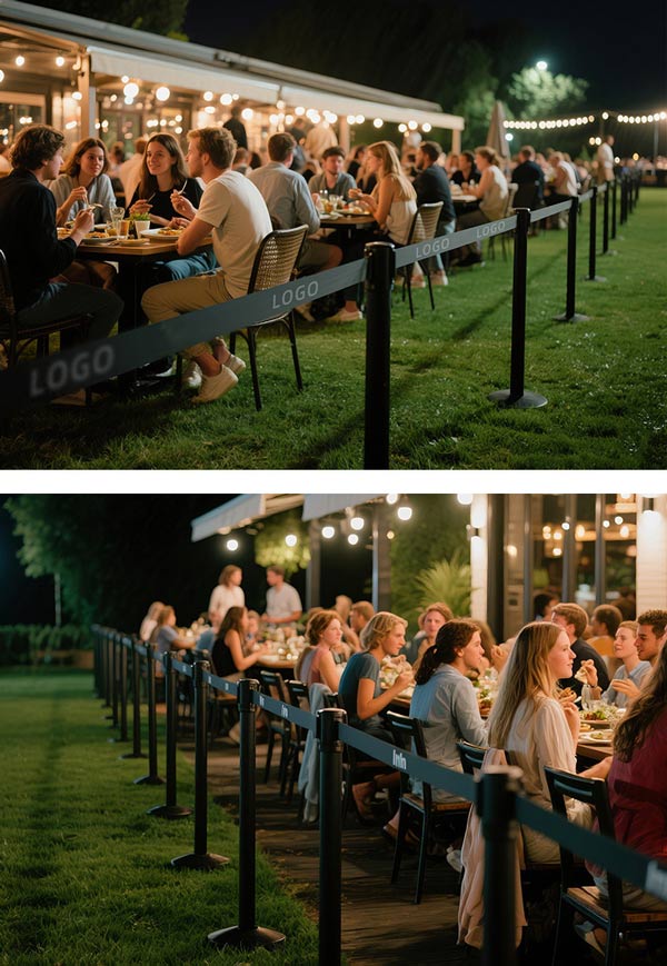 Cột chắn dây căng kéo màu đen dùng tại sự kiện