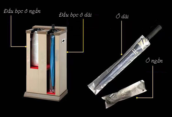 2 kích thước túi nilon dùng cho 2 loại ô cán ngắn và cán dài