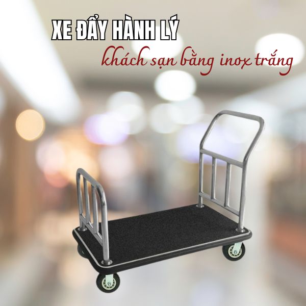 Xe chở hành lý chữ U khung inox trắng