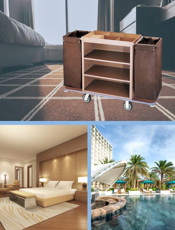 Mẫu xe đẩy dọn phòng chuyên dùng cho không gian rộng