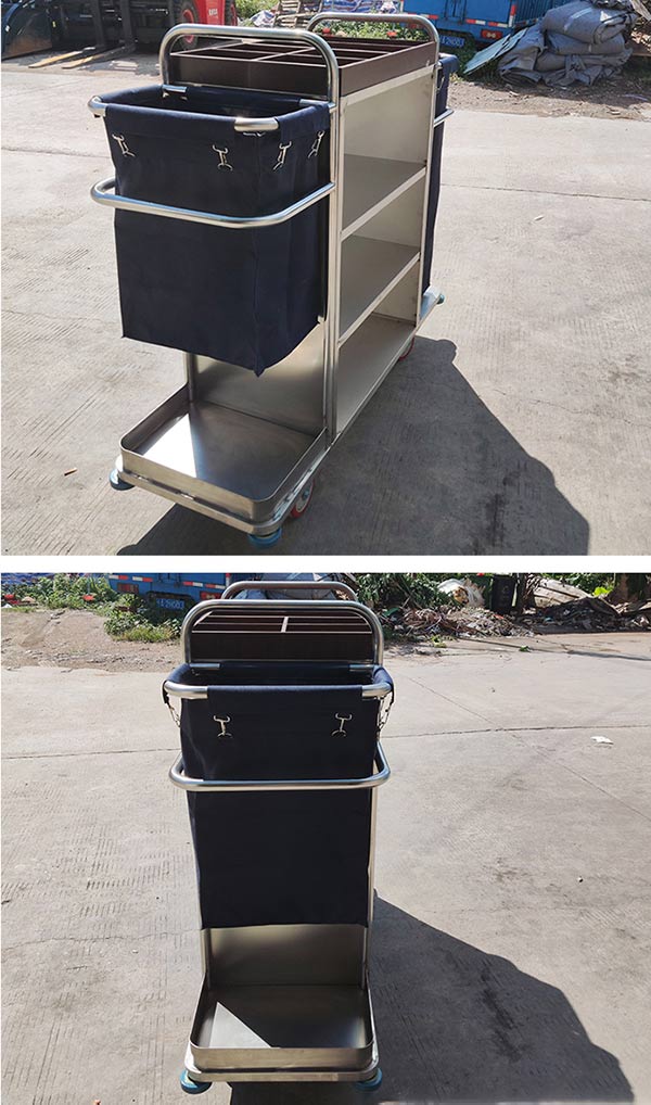 Hình ảnh thực tế của xe đẩy dọn phòng bằng inox