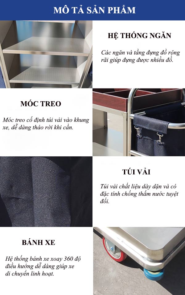 Chi tiết bộ phận cấu thành xe dọn phòng