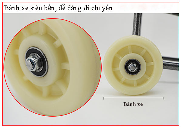 Cận cảnh bánh xe đẩy của xe