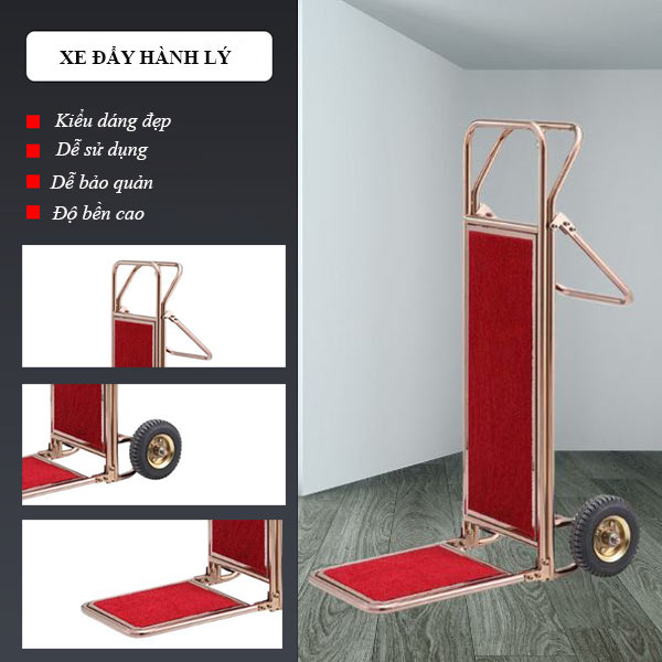 Mẫu xe đẩy hành lý khung inox loại 2 bánh