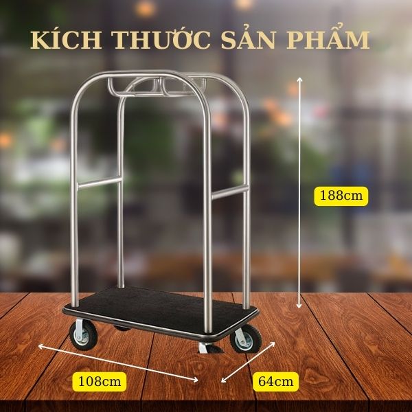 Chi tiết kích thước xe vận chuyển vali trong khách sạn