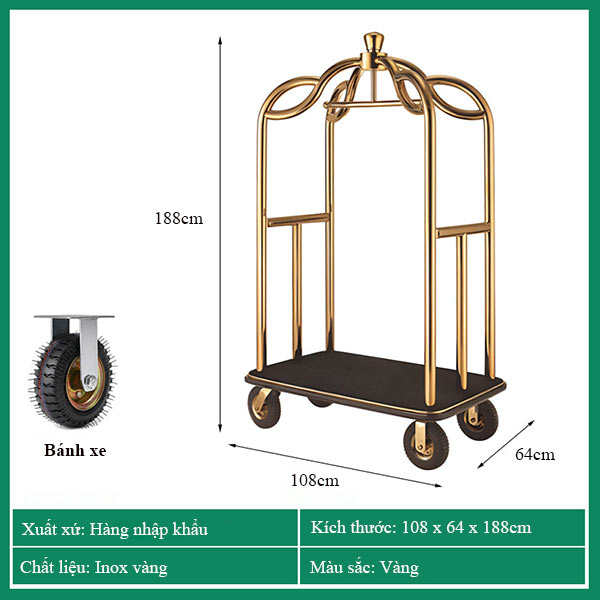 Kích thước xe đẩy hành lý, vali trong khách sạn