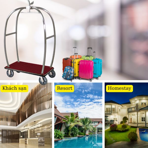 Xe đẩy hành lý đẹp, tiện dụng nên được nhiều không gian sử dụng