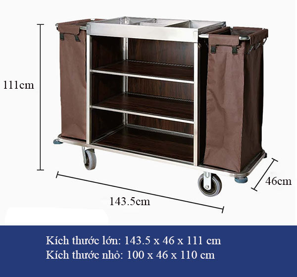 Chi tiết kích thước xe làm buồng phòng bằng gỗ công nghiệp