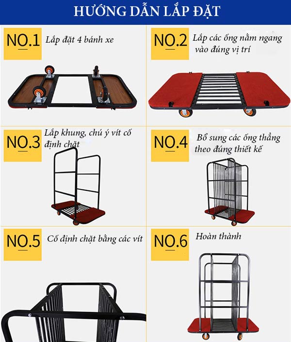 Hướng dẫn lắp đặt xe đẩy mâm kính bàn xoay