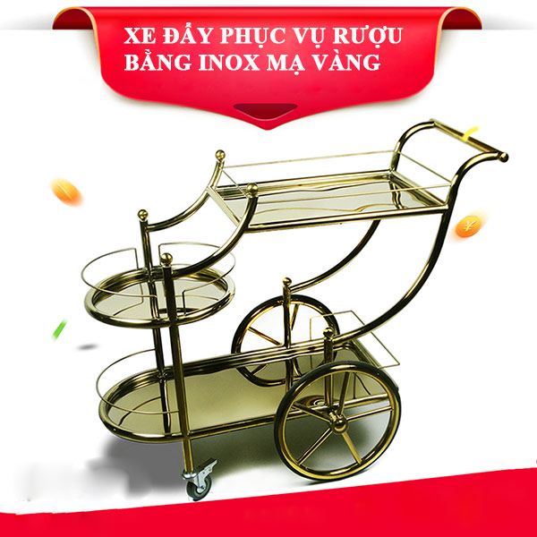 Khung xe hoàn toàn làm bằng inox mạ vàng sáng bóng