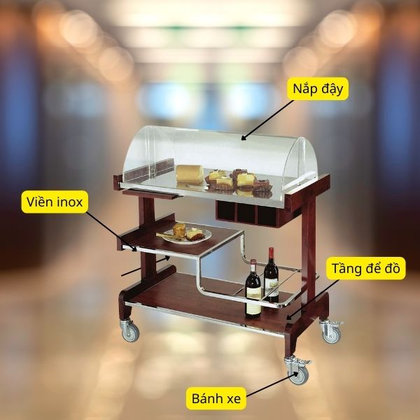 Các bộ phận chính cấu thành xe đẩy rượu