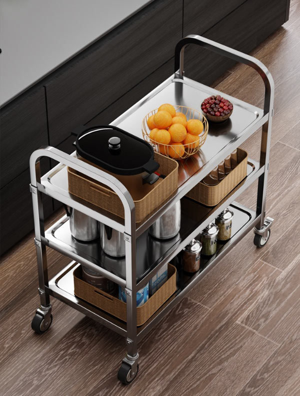 Xe đẩy 3 tầng dùng làm xe đẩy thức ăn, xe vận chuyển đồ