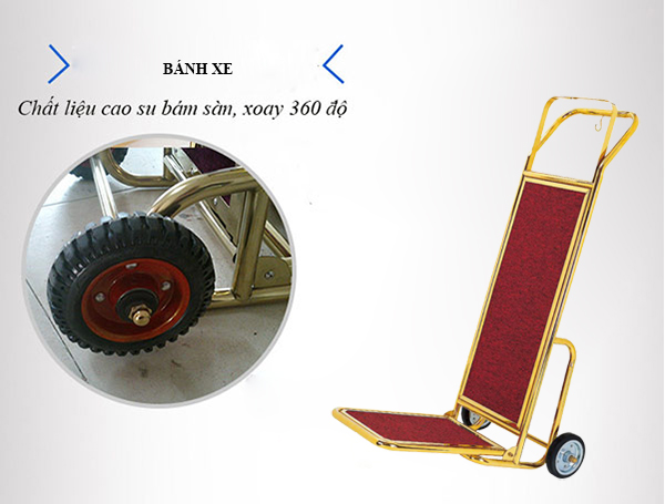 Bánh xe bọc cao su chắc chắn, chống trơn trượt