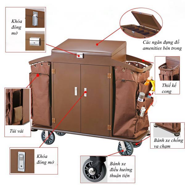 Đặc điểm cấu tạo của xe trolley dọn buồng phòng