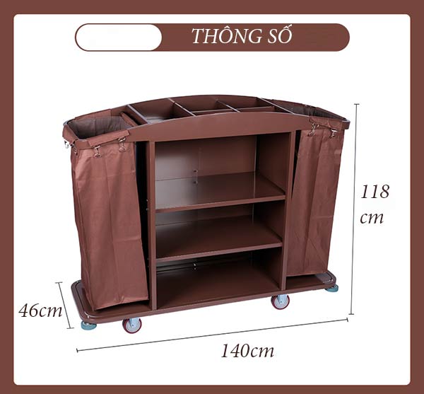 Kích thước xe làm buồng phòng 2 túi vải