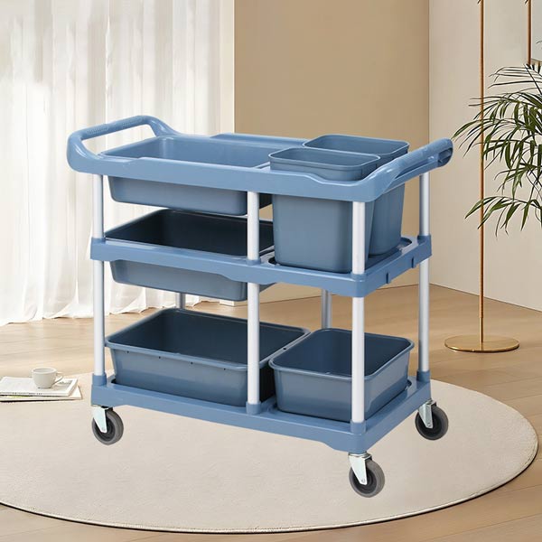 Xe đẩy 3 tầng dọn bàn ăn nhà hàng