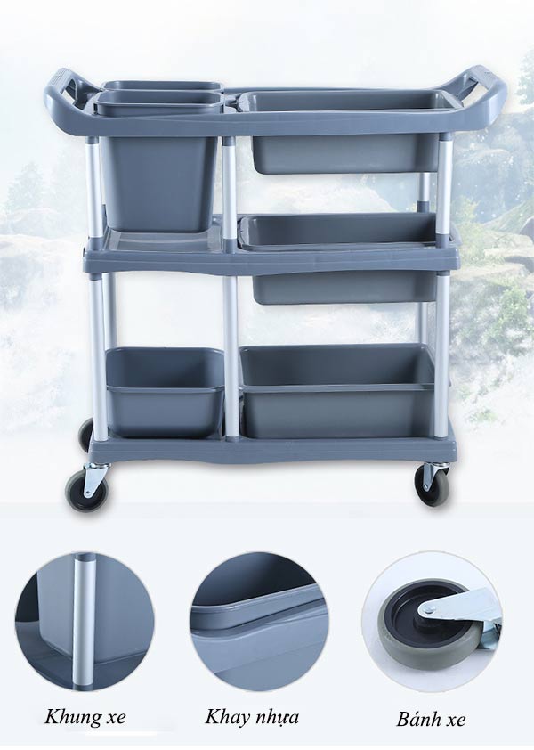 Mẫu xe thu gom bát đĩa có 3 tầng