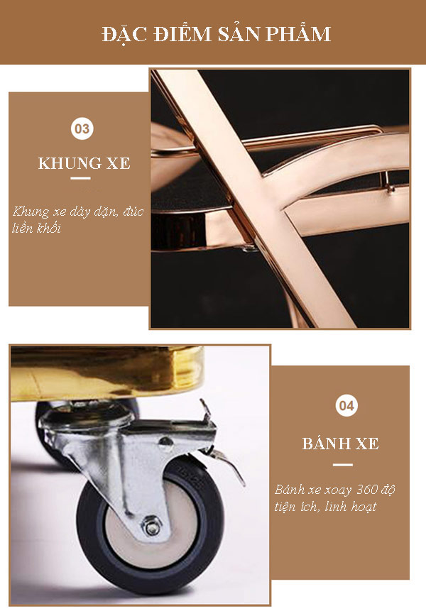 Đặc điểm thiết kế xe phục vụ rượu, đồ uống nhà hàng