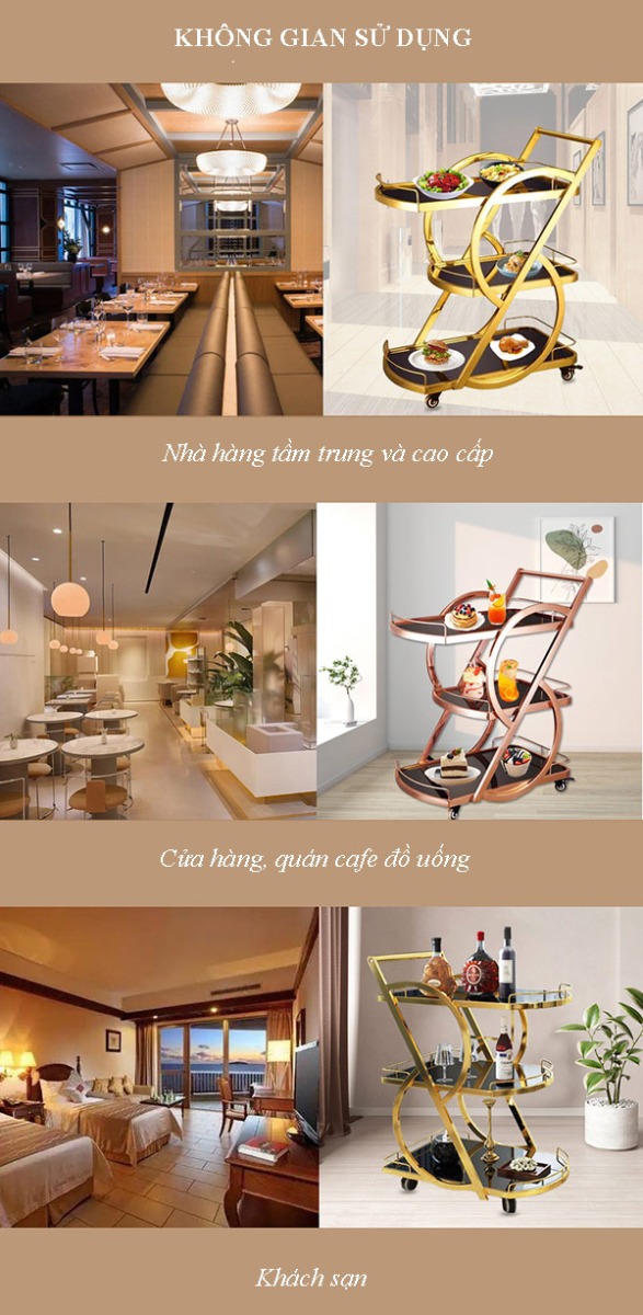 Mẫu xe phục vụ rượu phù hợp với nhiều không gian