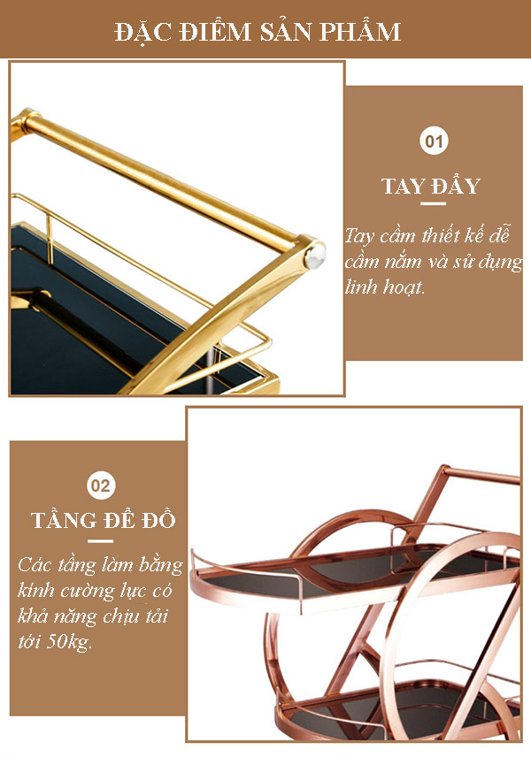 Đặc điểm thiết kế xe phục vụ rượu, đồ uống nhà hàng