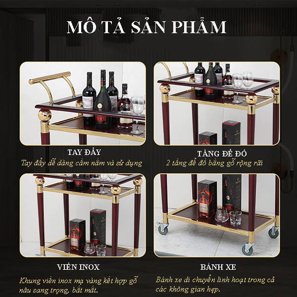 Các đặc điểm thiết kế xe phục vụ rượu 2 tầng