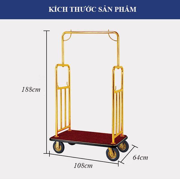 Kích thước xe trolley đẩy hành lý khách sạn