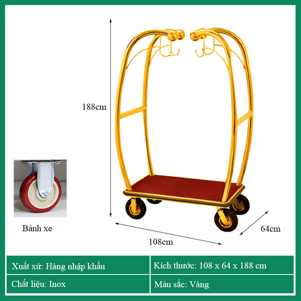 Kích thước xe vận chuyển hành lý 4 bánh