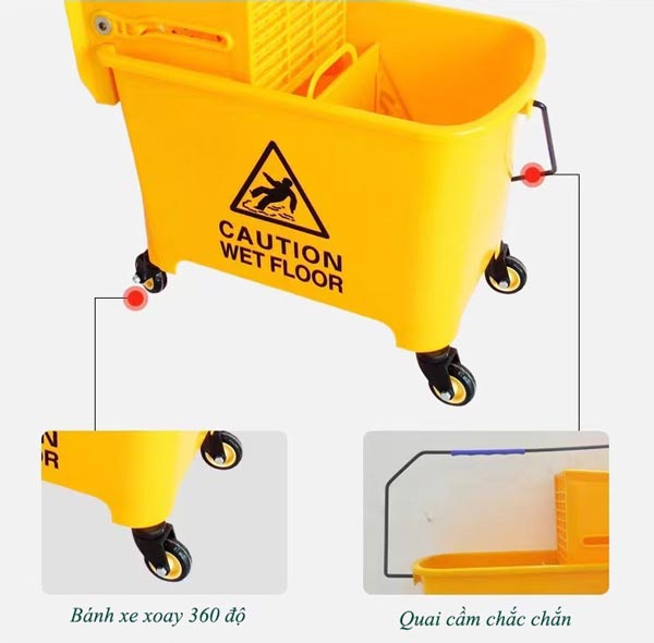 Thiết kế bánh xe của xe lau nhà 1 xô