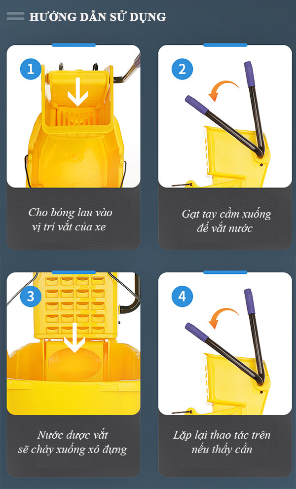 Hướng dẫn thao tác sử dụng xe vắt móp