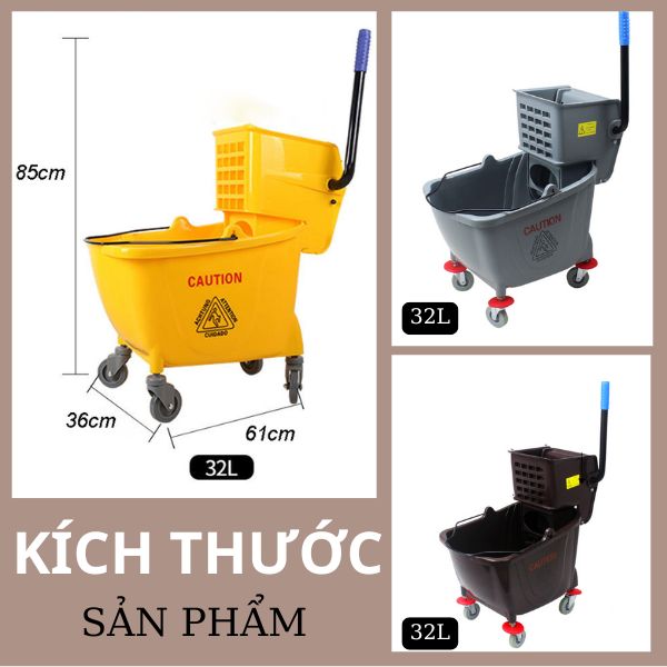 Kích thước xe vắt móp 32L đơn