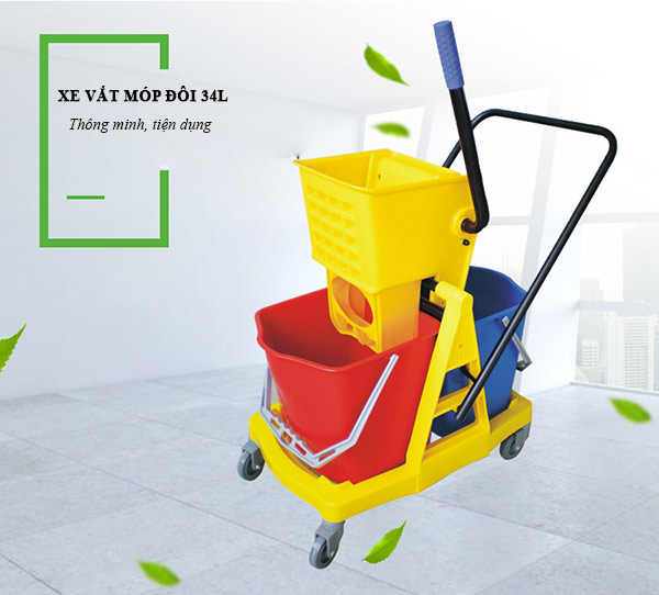 Mẫu xe vắt móp đôi khung nhựa dung tích 34 lít