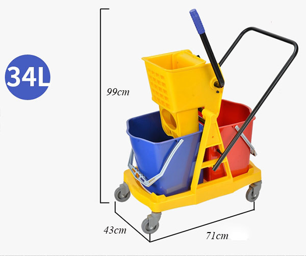 Kích thước xe vắt nước lau nhà 2 xô bằng nhựa