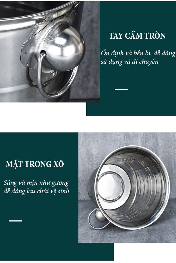 Chi tiết đặc điểm thiết kế của xô đựng đá inox