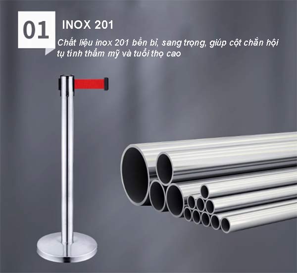 Inox 201 là chất liệu chính cấu thành cột chắn