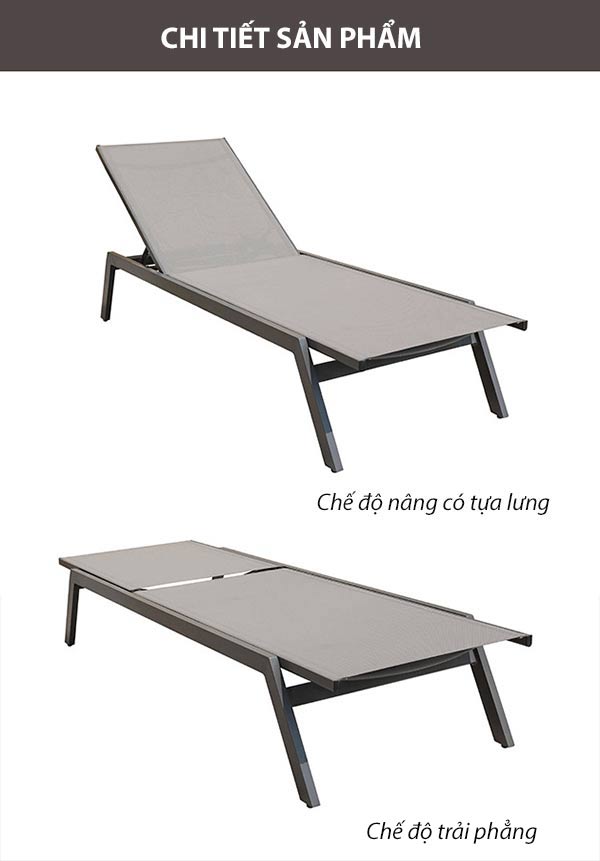 Ghế bể bơi có kích thước phù hợp cho 1 người nằm