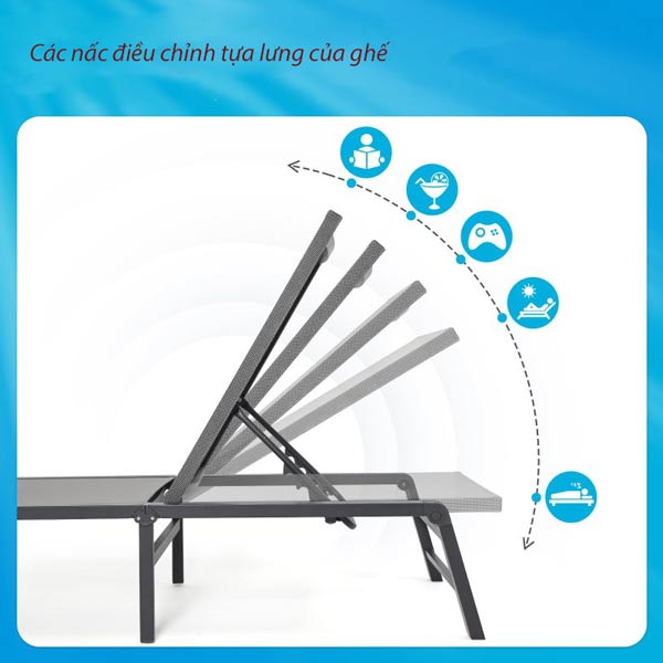 Tựa lưng ghế có thể điều chỉnh độ cao