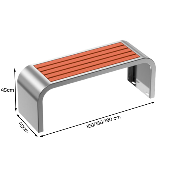Kích thước của ghế công viên không tựa gỗ nhựa