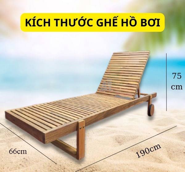 Tham khảo kích thước ghế hồ bơi bằng gỗ