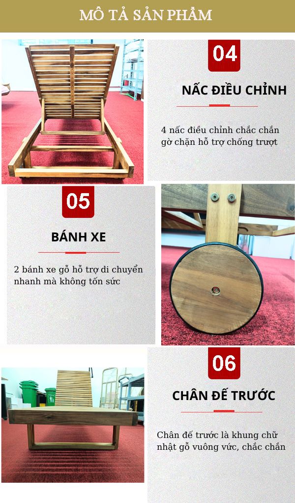 Những đặc điểm cấu thành ghế gỗ hồ bơi