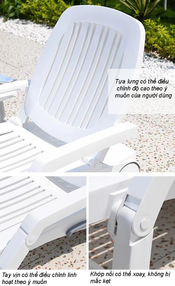 Chi tiết các bộ phận cấu thành ghế tắm nắng nhựa