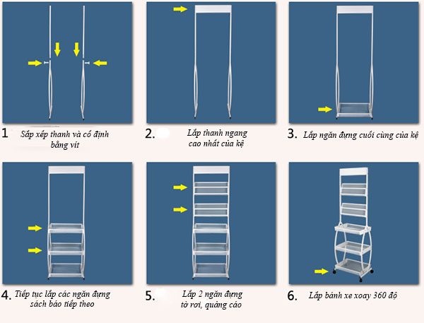 Hướng dẫn lắp đặt kệ tạp chí văn phòng