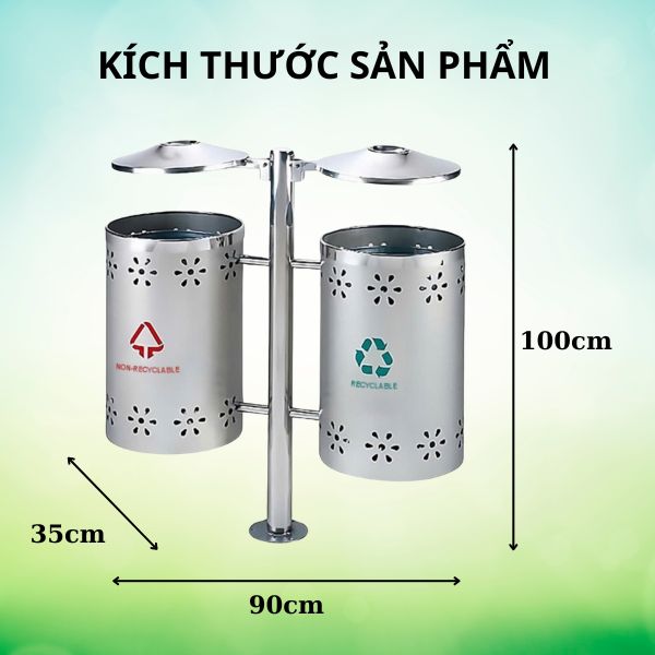 Tham khảo kỹ kích thước thùng rác inox