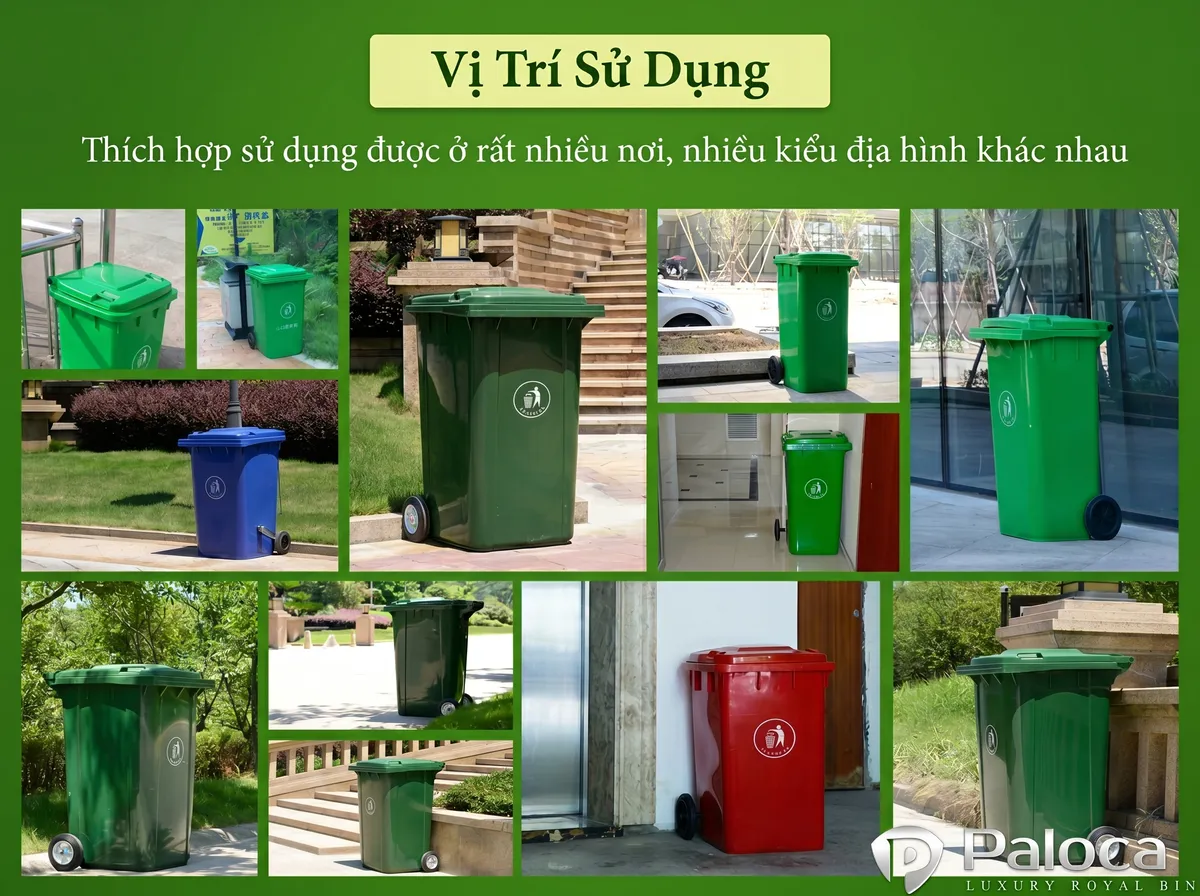Vị trí đặt thùng rác nhựa 24l - ứng dụng thùng rác nhựa 240l vào cuộc sống