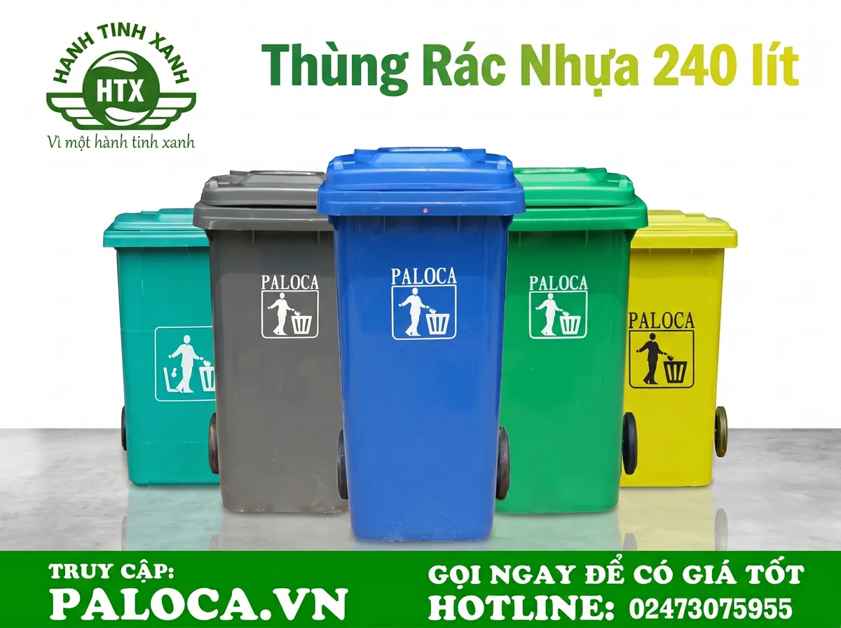 Thừng Đựng Rác Nhựa 240l Chất Lượng Cao